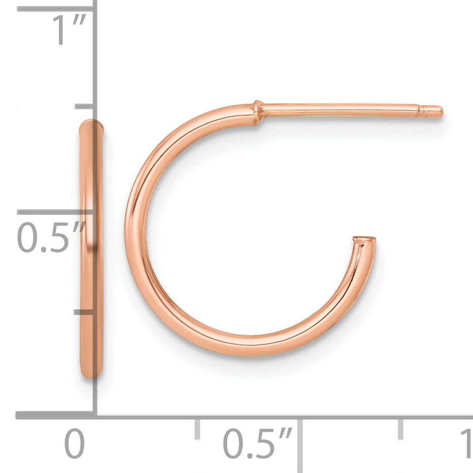 14k Rose Gold 1.5 x 16mm Polished Post Hoop Earrings-TF2493R