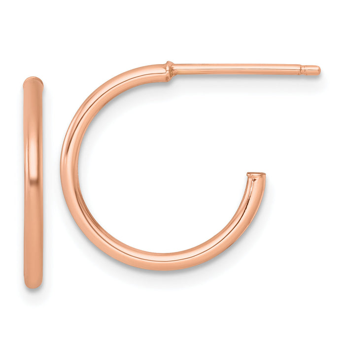 14k Rose Gold 1.5 x 16mm Polished Post Hoop Earrings-TF2493R