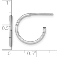 14k White Gold 1.5 x 16mm Polished Post Hoop Earrings-TF2493W