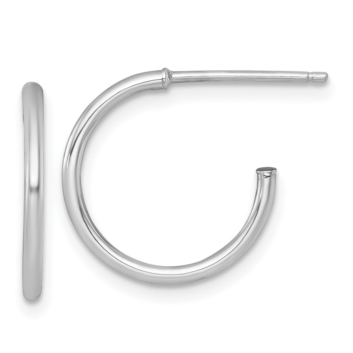 14k White Gold 1.5 x 16mm Polished Post Hoop Earrings-TF2493W