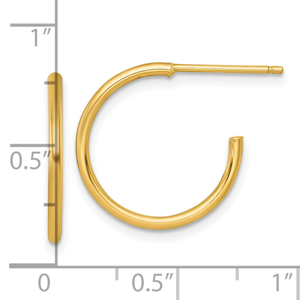 14k 1.5 x 18mm Polished Post Hoop Earrings-TF2494
