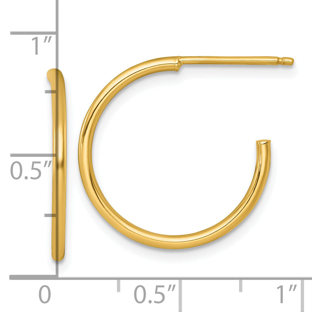 14k 1.5 x 20mm Polished Post Hoop Earrings-TF2495