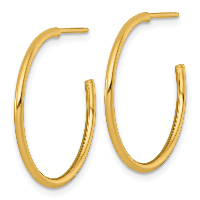 14k 1.5 x 25mm Polished Post Hoop Earrings-TF2496