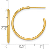 14k 1.5 x 25mm Polished Post Hoop Earrings-TF2496
