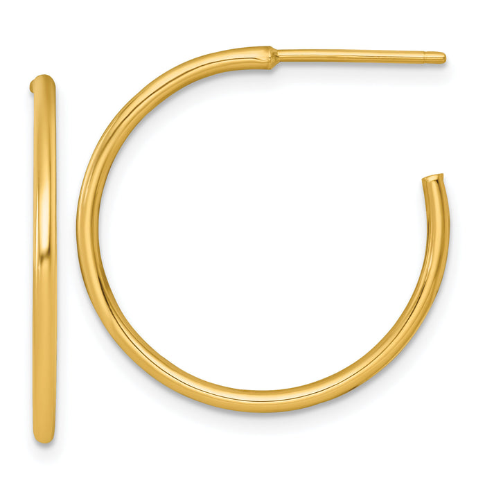 14k 1.5 x 25mm Polished Post Hoop Earrings-TF2496