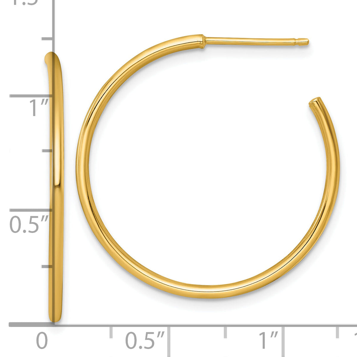 14k 1.5 x 30mm Polished Post Hoop Earrings-TF2497