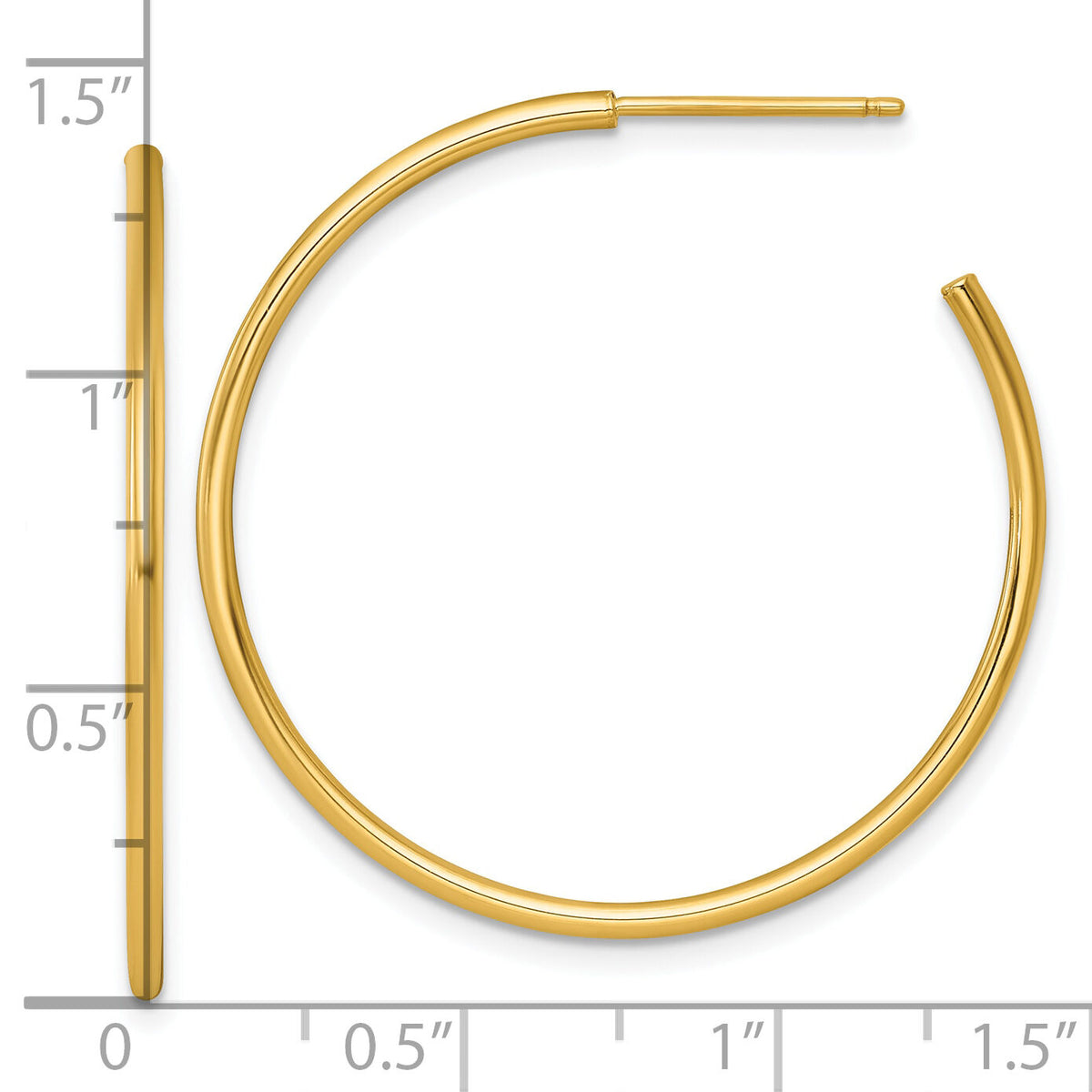 14k 1.5 x 35mm Polished Post Hoop Earrings-TF2498