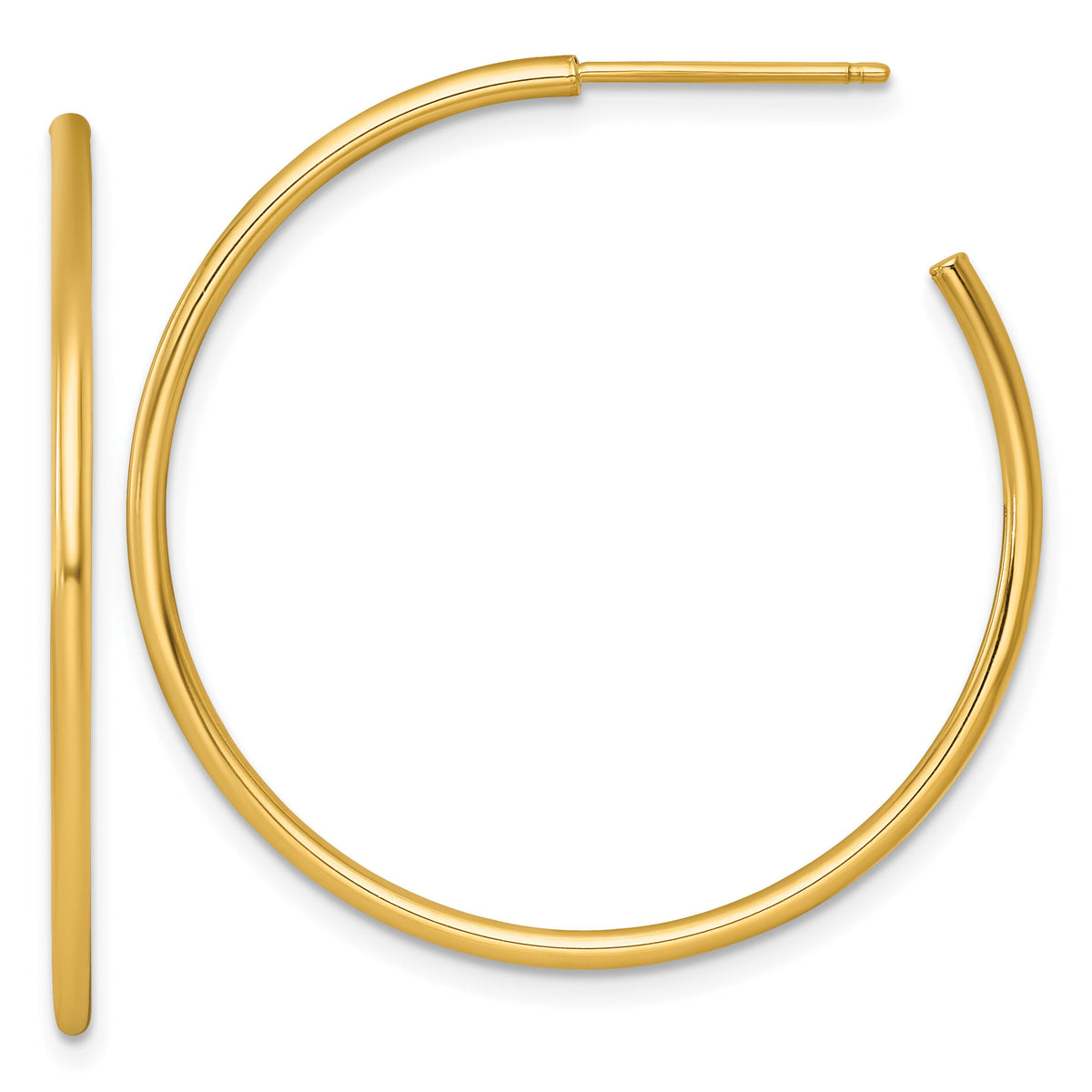 14k 1.5 x 35mm Polished Post Hoop Earrings-TF2498