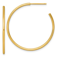 14k 1.5 x 35mm Polished Post Hoop Earrings-TF2498
