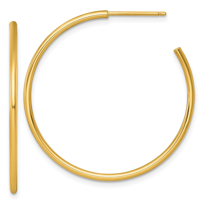 14k 1.5 x 35mm Polished Post Hoop Earrings-TF2498