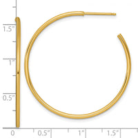 14k 1.5 x 40mm Polished Post Hoop Earrings-TF2499