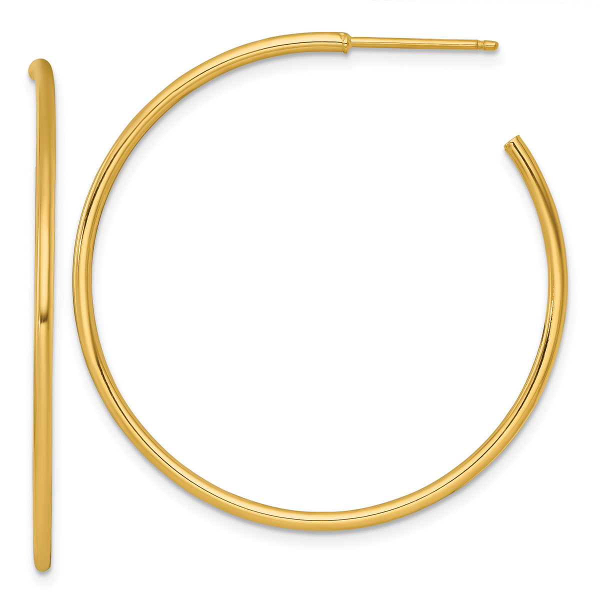 14k 1.5 x 40mm Polished Post Hoop Earrings-TF2499