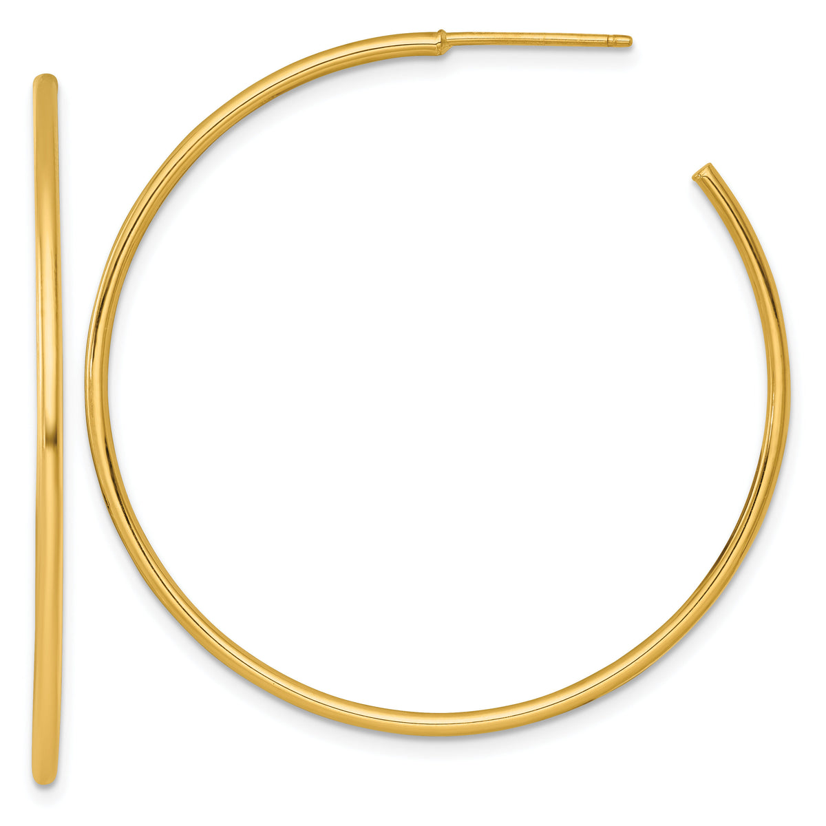 14k 1.5 x 45mm Polished Post Hoop Earrings-TF2500