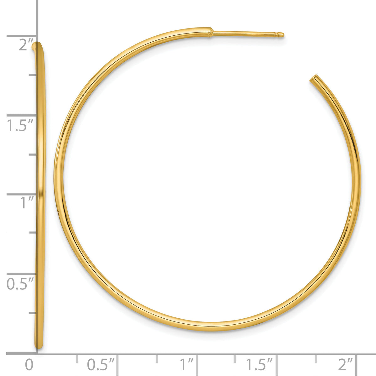 14k 1.5 x 50mm Polished Post Hoop Earrings-TF2501