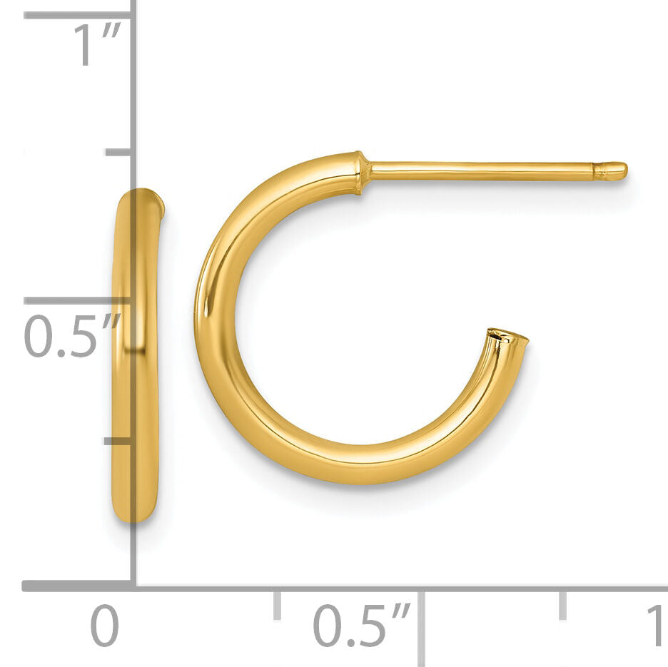 14k 2.0 x 15mm Polished Post Hoop Earrings-TF2502
