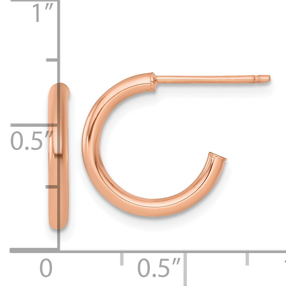 14k Rose Gold 2.0 x 15mm Polished Post Hoop Earrings-TF2502R