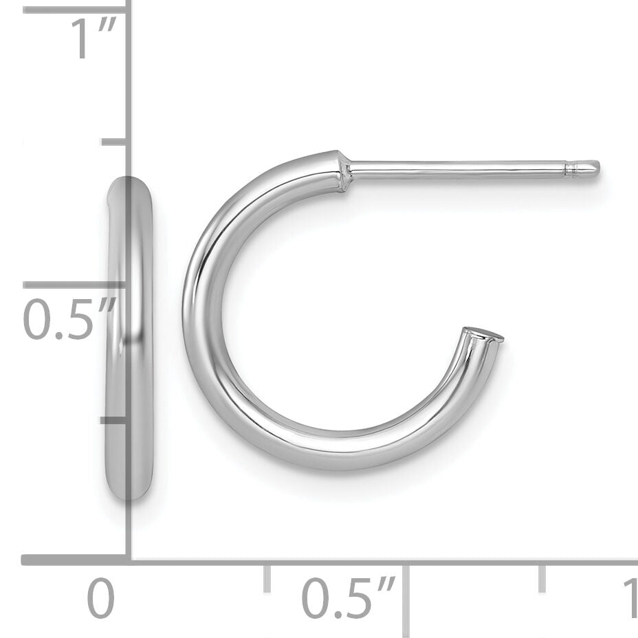 14k White Gold 2.0 x 15mm Polished Post Hoop Earrings-TF2502W