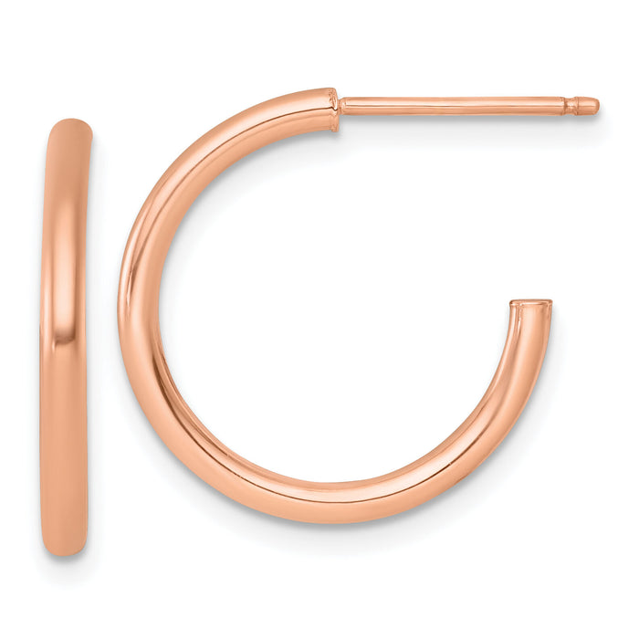 14k Rose Gold 2.0 x 20mm Polished Post Hoop Earrings-TF2503R