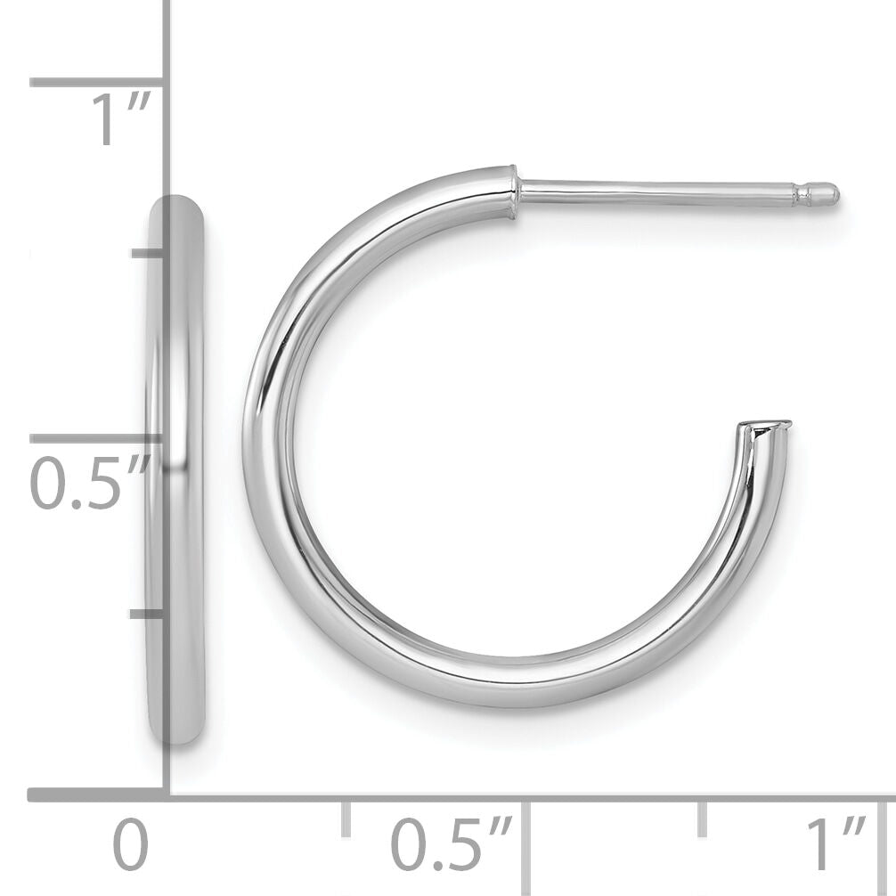 14k White Gold 2.0 x 20mm Polished Post Hoop Earrings-TF2503W