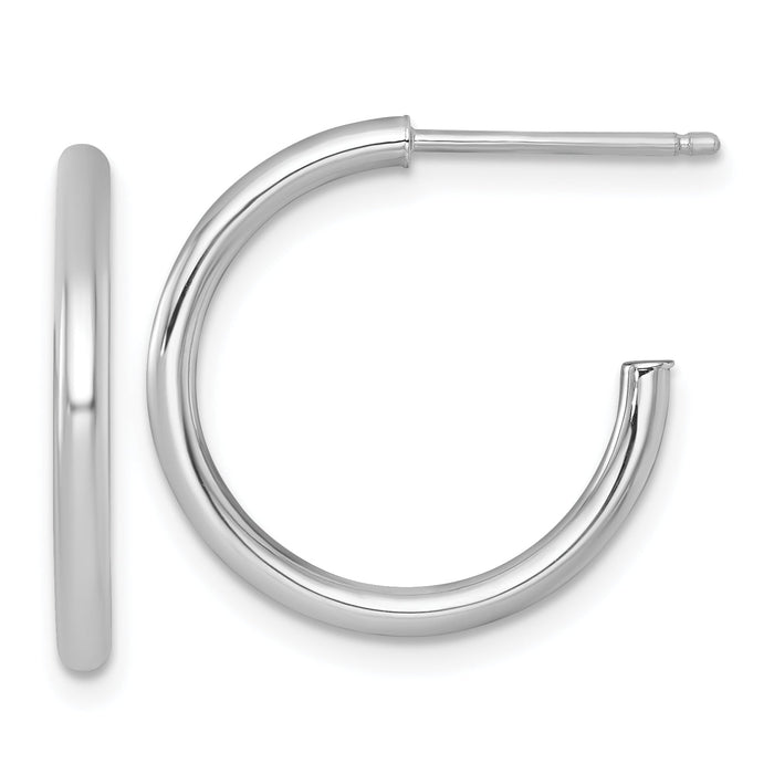 14k White Gold 2.0 x 20mm Polished Post Hoop Earrings-TF2503W