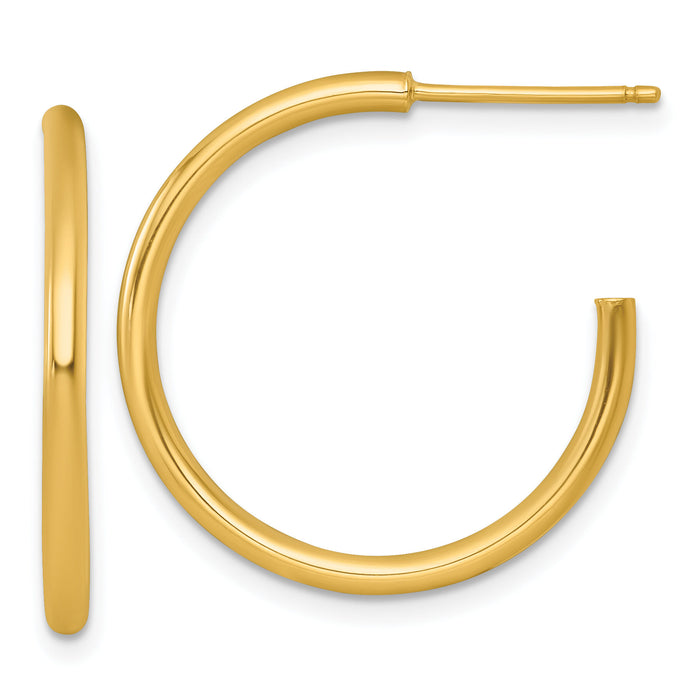 14k 2.0 x 25mm Polished Post Hoop Earrings-TF2504