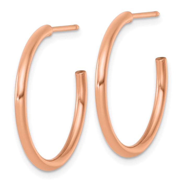 14k Rose Gold 2.0 x 25mm Polished Post Hoop Earrings-TF2504R