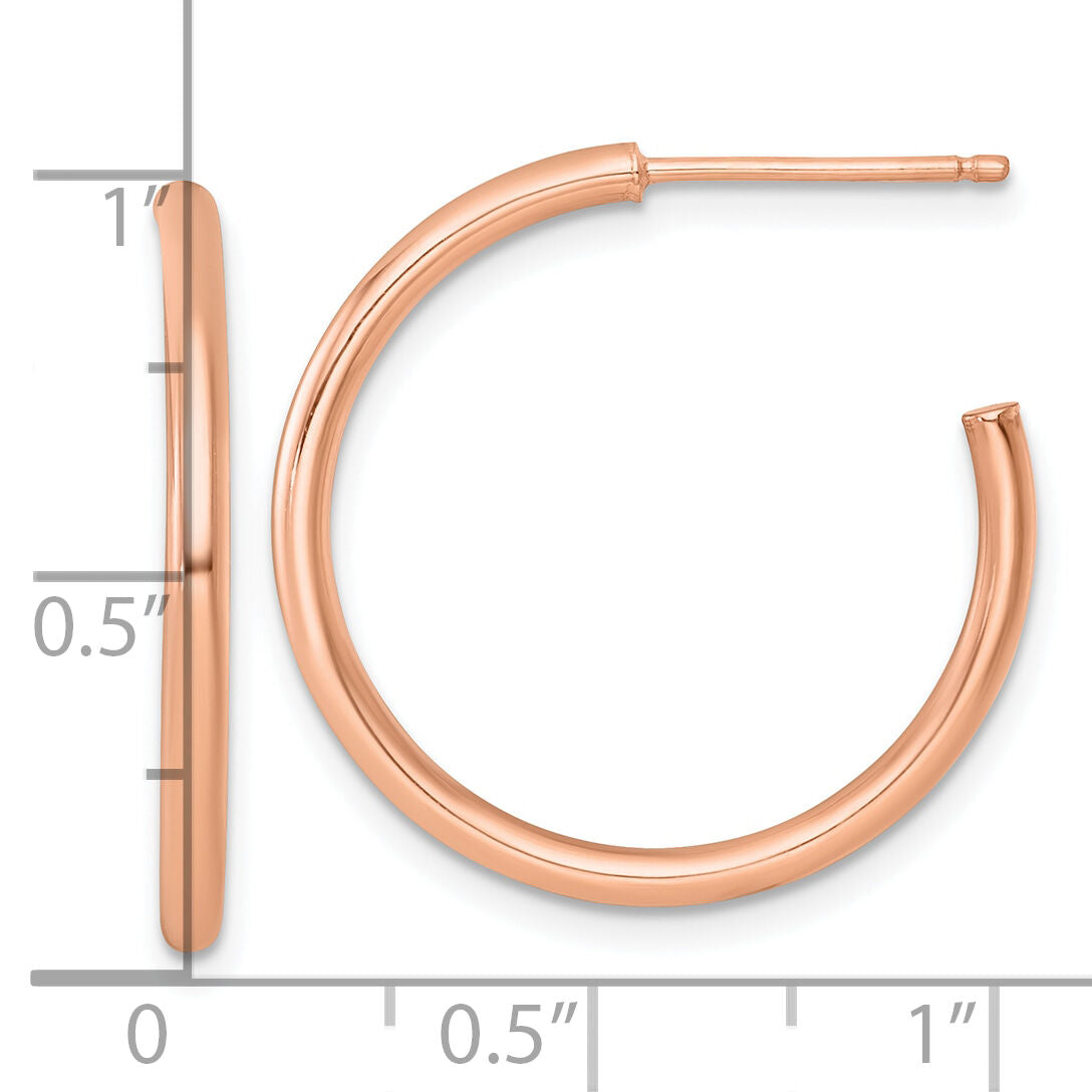 14k Rose Gold 2.0 x 25mm Polished Post Hoop Earrings-TF2504R
