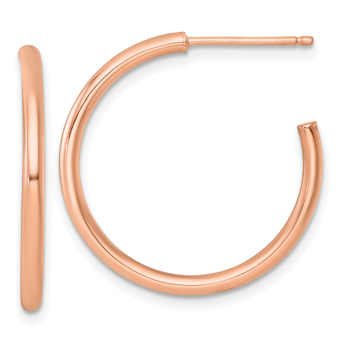 14k Rose Gold 2.0 x 25mm Polished Post Hoop Earrings-TF2504R