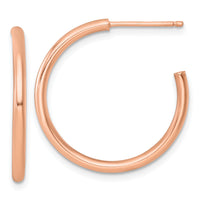 14k Rose Gold 2.0 x 25mm Polished Post Hoop Earrings-TF2504R