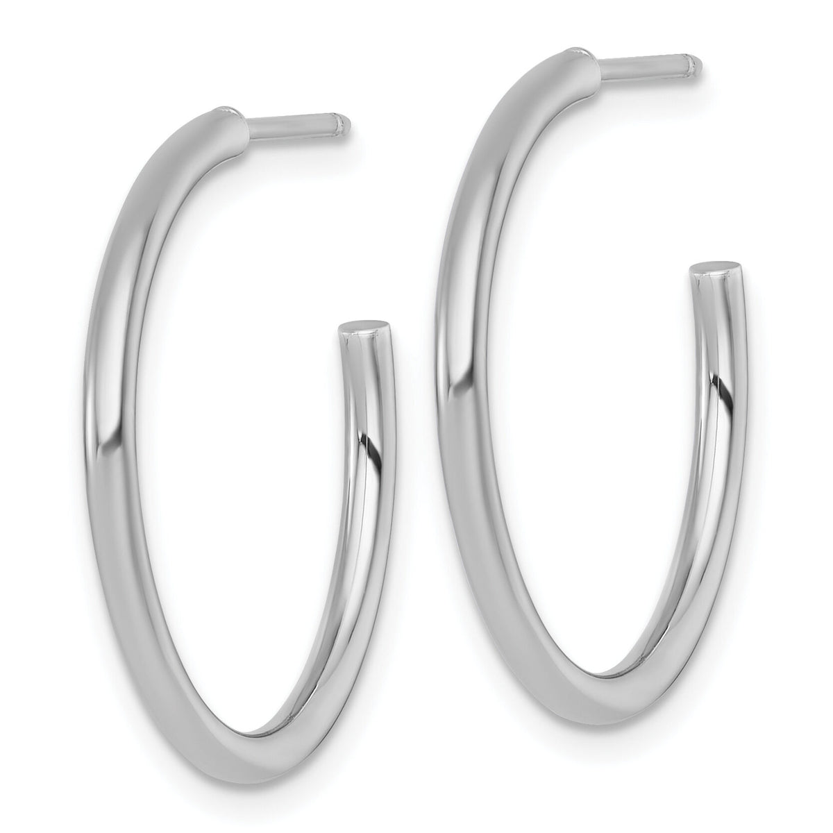 14k White Gold 2.0 x 25mm Polished Post Hoop Earrings-TF2504W