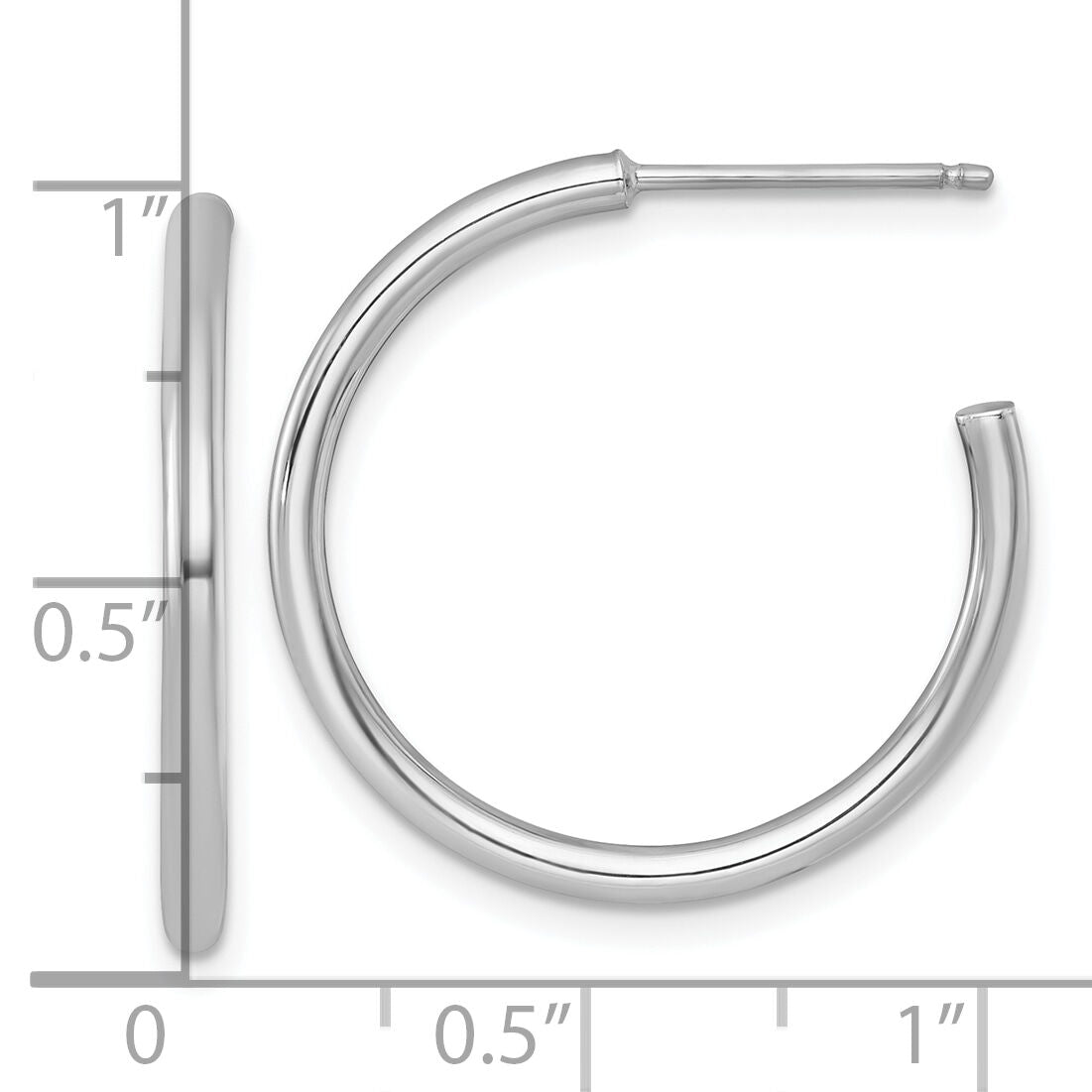 14k White Gold 2.0 x 25mm Polished Post Hoop Earrings-TF2504W