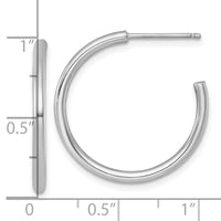 14k White Gold 2.0 x 25mm Polished Post Hoop Earrings-TF2504W
