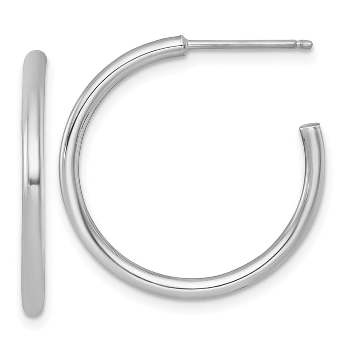 14k White Gold 2.0 x 25mm Polished Post Hoop Earrings-TF2504W