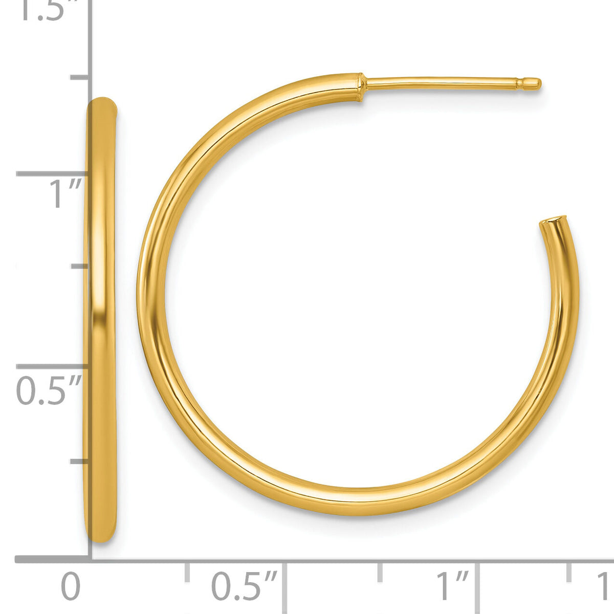 14k 2.0 x 30mm Polished Post Hoop Earrings-TF2505