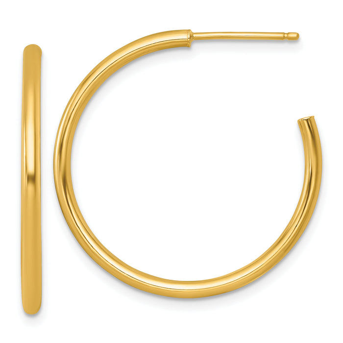 14k 2.0 x 30mm Polished Post Hoop Earrings-TF2505