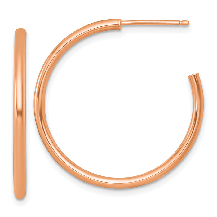 14k Rose Gold 2.0 x 30mm Polished Post Hoop Earrings-TF2505R