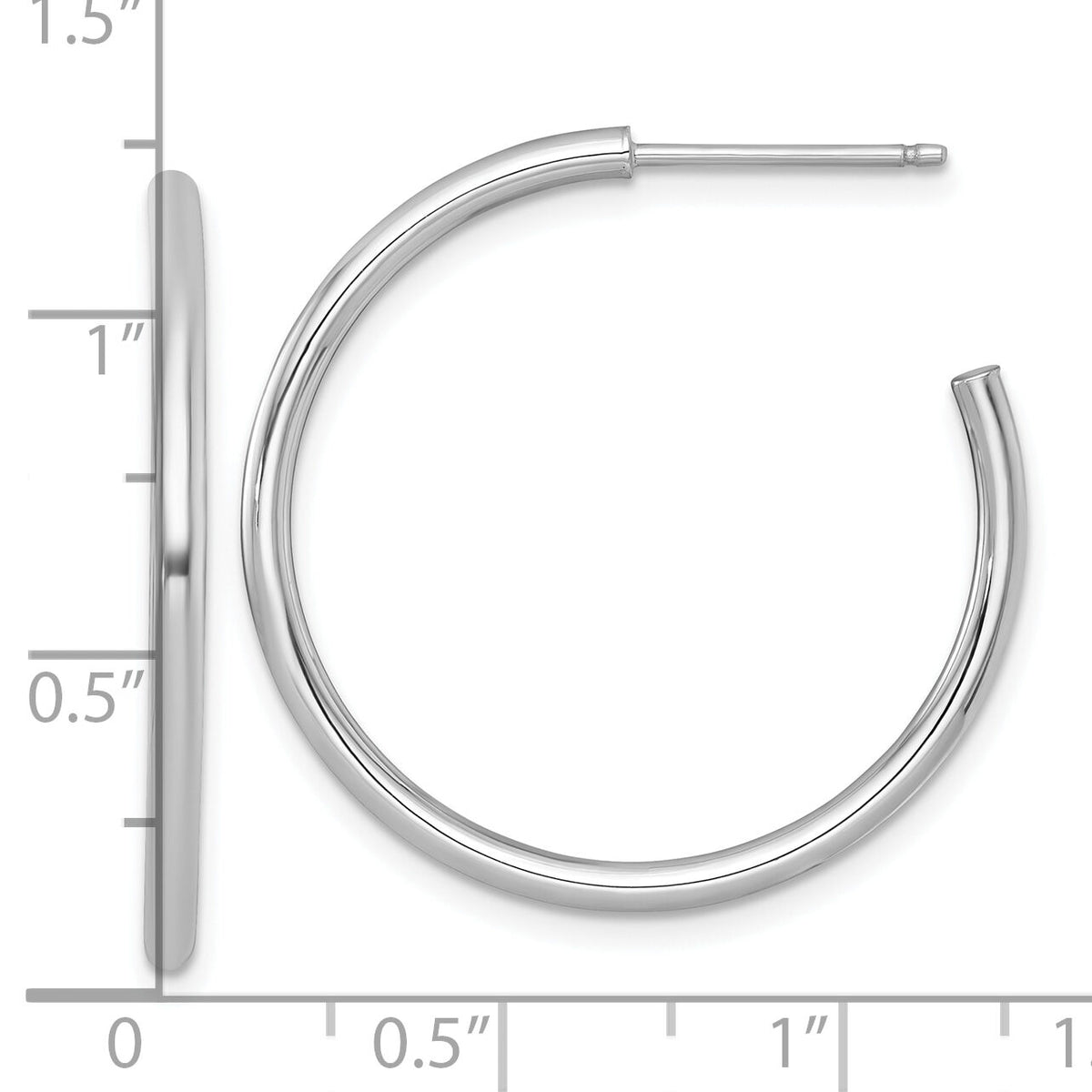 14k White Gold 2.0 x 30mm Polished Post Hoop Earrings-TF2505W