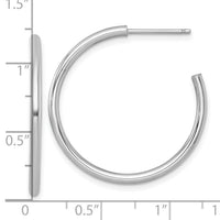 14k White Gold 2.0 x 30mm Polished Post Hoop Earrings-TF2505W