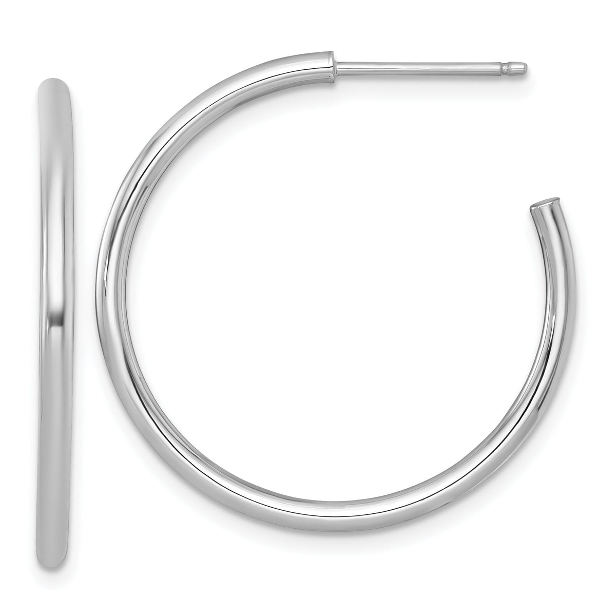 14k White Gold 2.0 x 30mm Polished Post Hoop Earrings-TF2505W