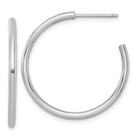 14k White Gold 2.0 x 30mm Polished Post Hoop Earrings-TF2505W