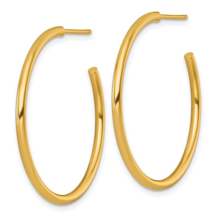 14k 2.0 x 35mm Polished Post Hoop Earrings-TF2506