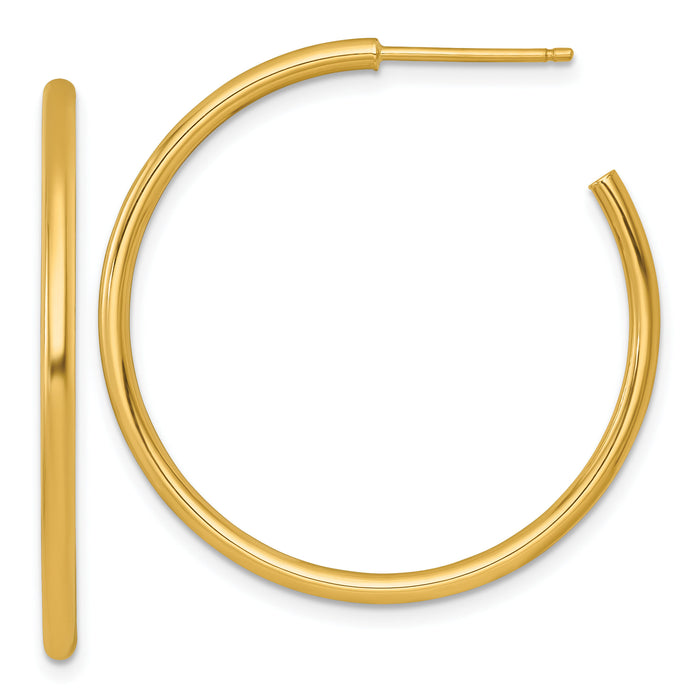 14k 2.0 x 35mm Polished Post Hoop Earrings-TF2506