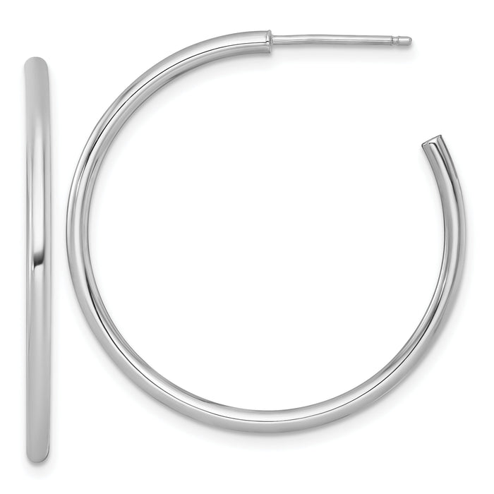 14k White Gold 2.0 x 35mm Polished Post Hoop Earrings-TF2506W
