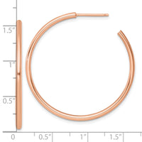 14k Rose Gold 2.0 x 40mm Polished Post Hoop Earrings-TF2507R
