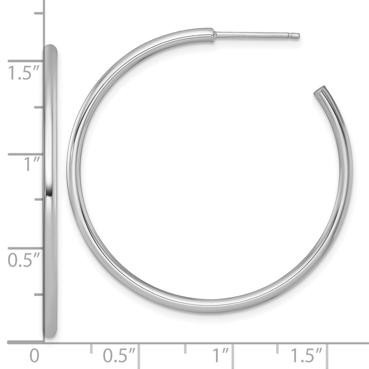 14k White Gold 2.0 x 40mm Polished Post Hoop Earrings-TF2507W