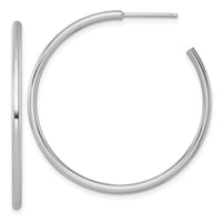 14k White Gold 2.0 x 40mm Polished Post Hoop Earrings-TF2507W