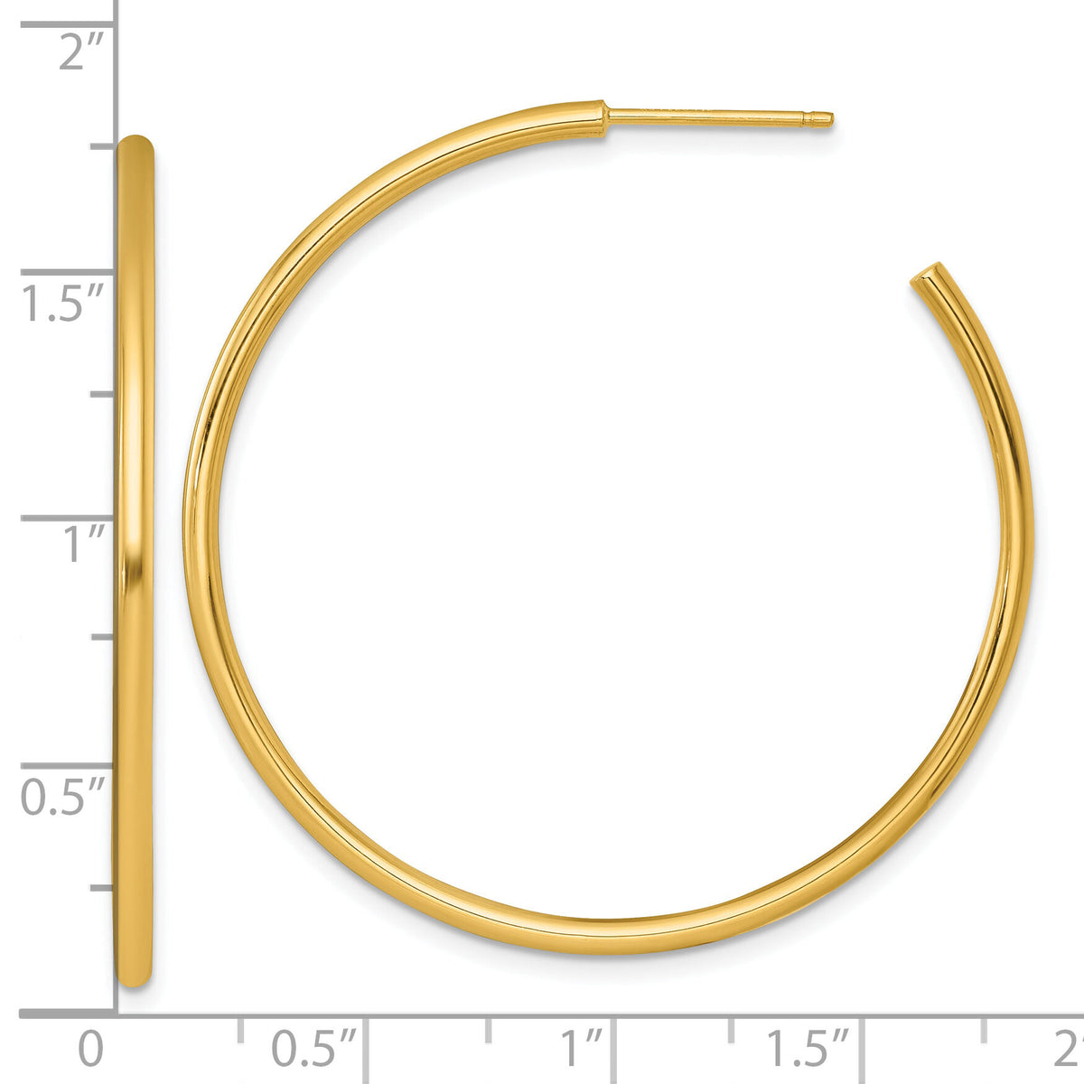 14k 2.0 x 45mm Polished Post Hoop Earrings-TF2508