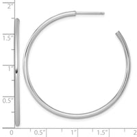 14k White Gold 2.0 x 45mm Polished Post Hoop Earrings-TF2508W