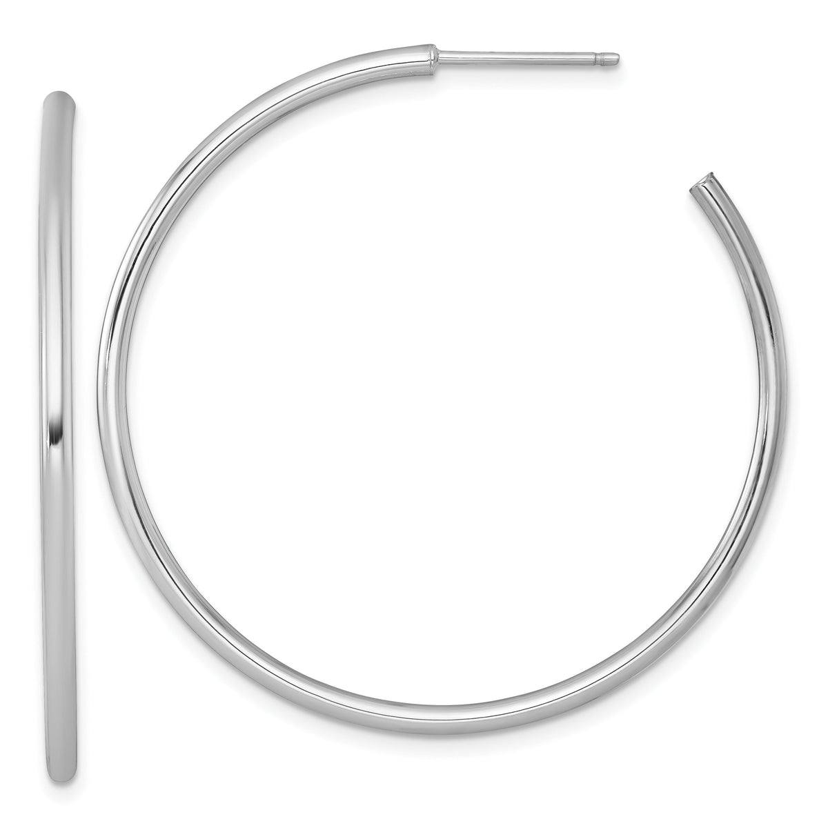 14k White Gold 2.0 x 45mm Polished Post Hoop Earrings-TF2508W