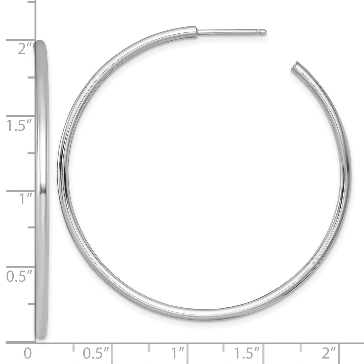 14k White Gold 2.0 x 50mm Polished Post Hoop Earrings-TF2509W
